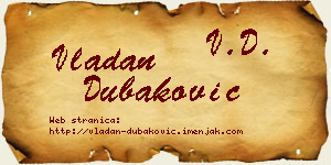 Vladan Dubaković vizit kartica